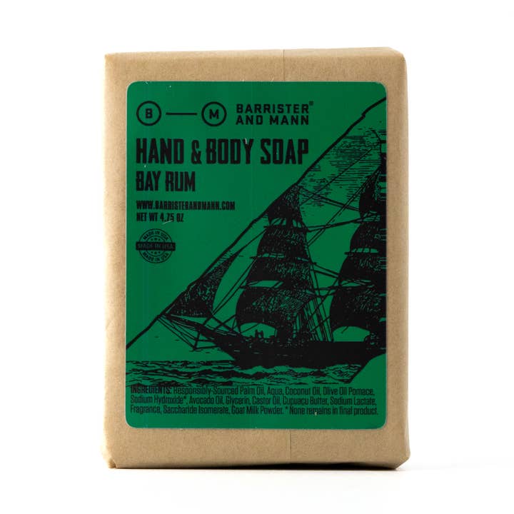Hand & Body Soap: Bay Rum for wholesale by Barrister and Mann
