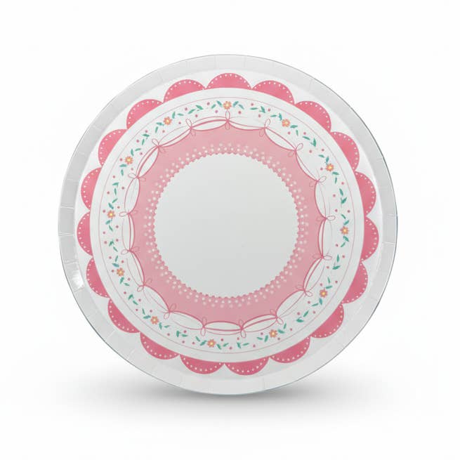 Pink Coquette Small Dessert Plates 8" (8 Pack) for wholesale by Cherrysh Party - the new name for Pooka Party