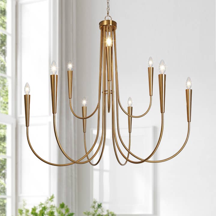 Cenipri 9-Light Brass Chandelier for wholesale by Belles Lighting