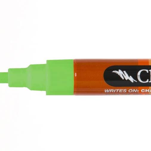 Fluorescent Lightning Green Chisel Tip Wet Wipe 6mm Marker for wholesale by Chalk Ink Markers