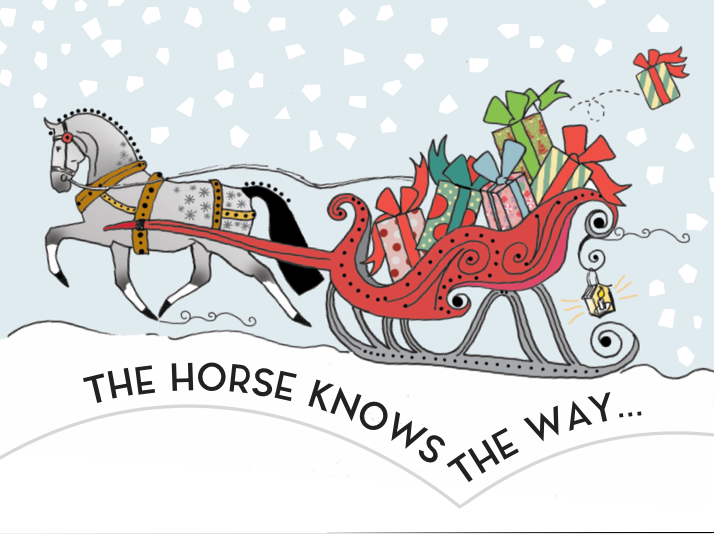 Horse Hollow Press / Pretty Funny Snarky Cards/Stickers - Wholesale Christmas Card - Horse Boxed Christmas Cards / Sleigh & Package / 8 Holiday 
11