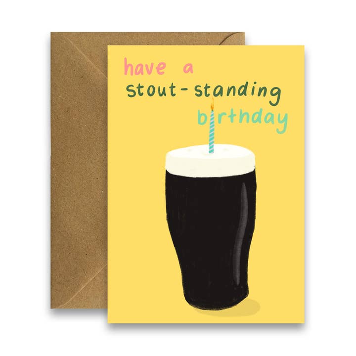 Stout-Stehender Geburtstag - Lustige irische Guinness-Karte für den Großhandel von By Claire Schorman