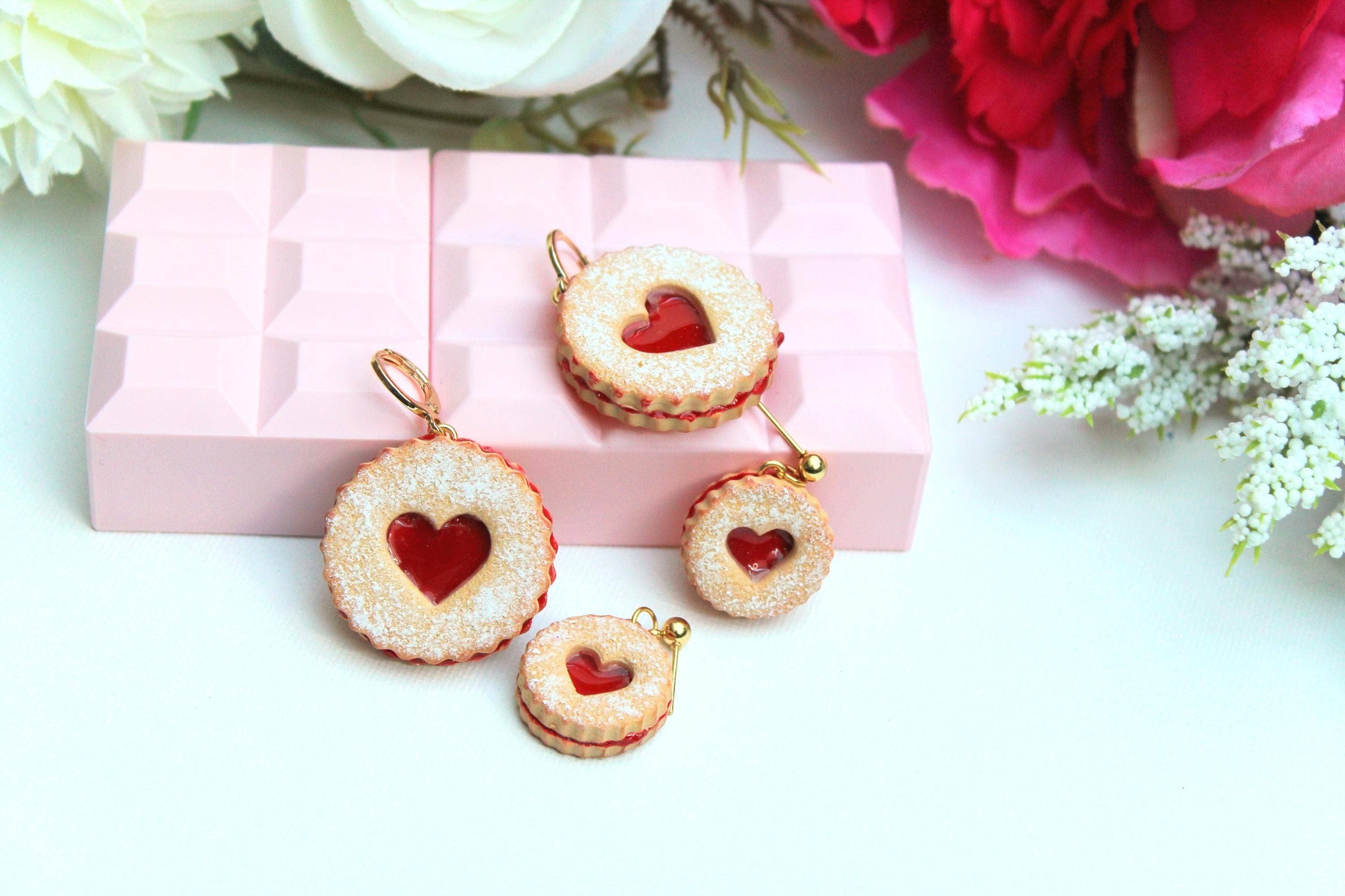 Studio Niani - Wholesale Dangle Earrings - Linzer Cookie Earrings, Cookie Heart Earrings, Cute Earrings6