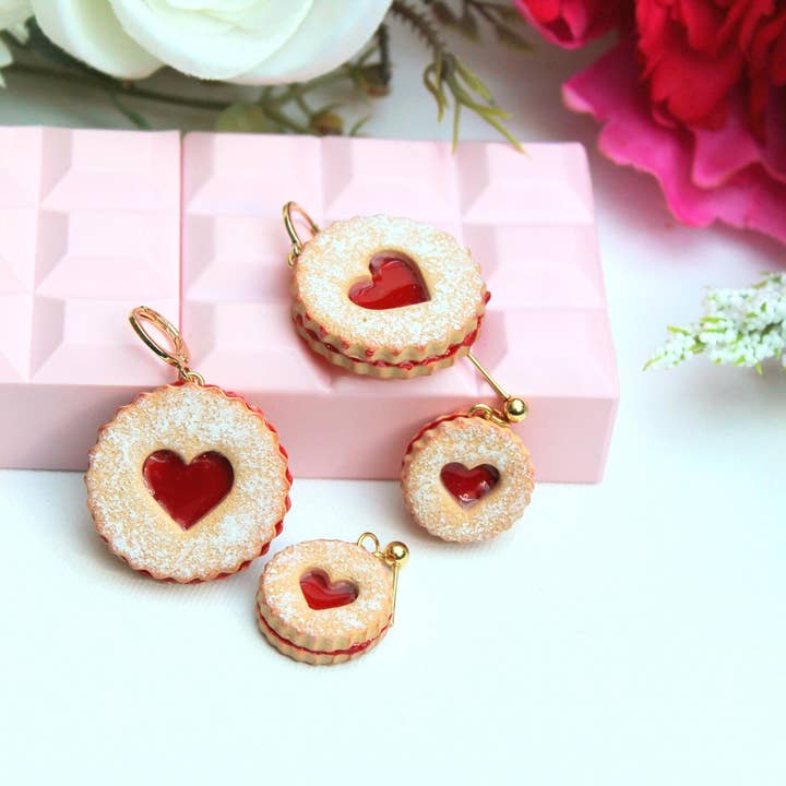 Studio Niani - Wholesale Dangle Earrings - Linzer Cookie Earrings, Cookie Heart Earrings, Cute Earrings6