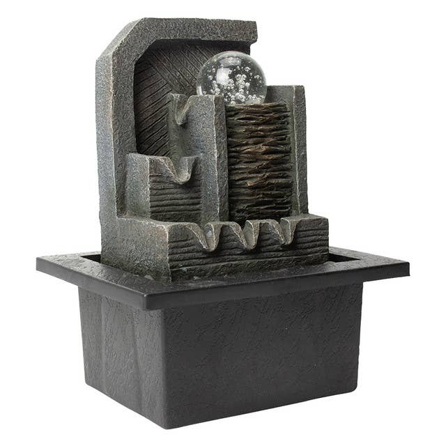 The Source Wholesale LTD – wholesale Decorative tabletop object – Aztec Water Fountain with spinning ball (UK PLUG)1