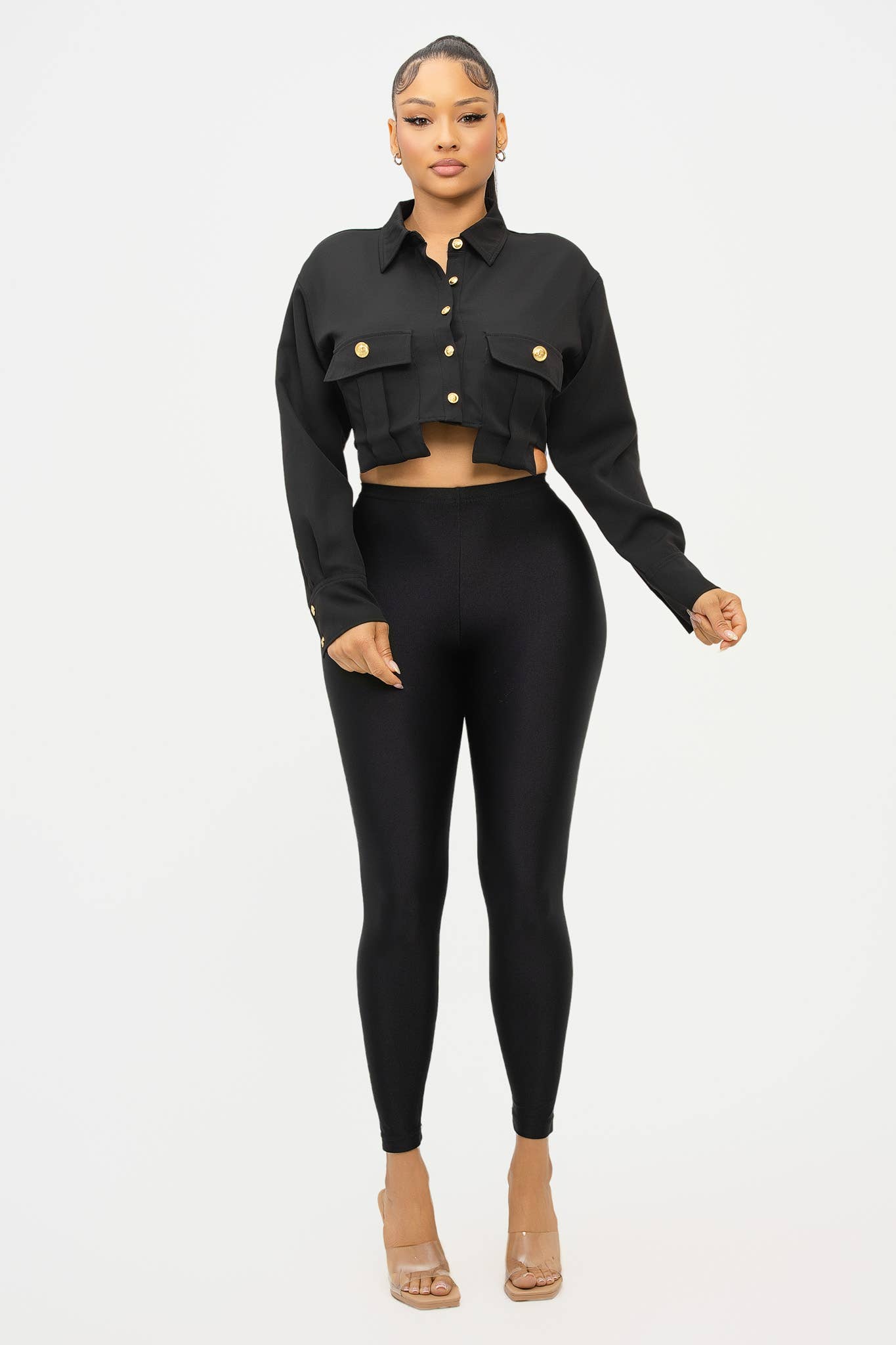 Julia by LoveJ - Vente Chemise à col boutonné – femme - Haut à boutons devant avec poches surdimensionnées18