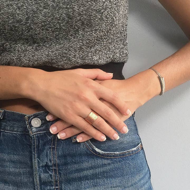 KARINE SULTAN - Wholesale Band/Stacked Ring - Elegant Brushed Finish Ring for Modern Style