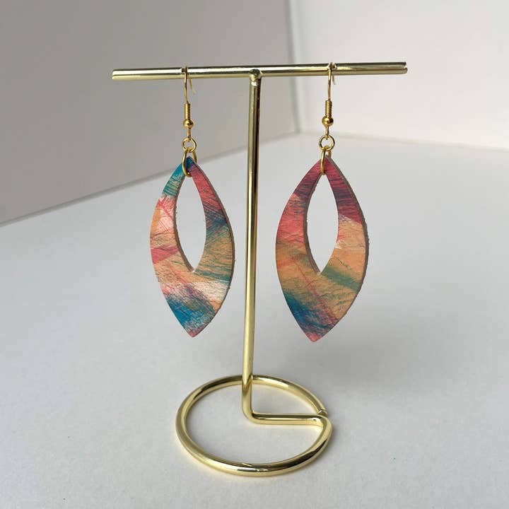 Oval Leather Earrings | Dangle Earrings | Lightweight for wholesale by Blackbird Leather