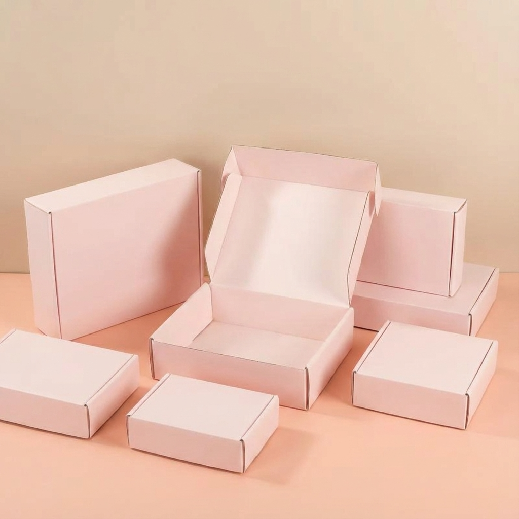 ByHome - Wholesale Gift Box - 50pc, 4 sizes Pink corrugated cardboard mailing shipping box0