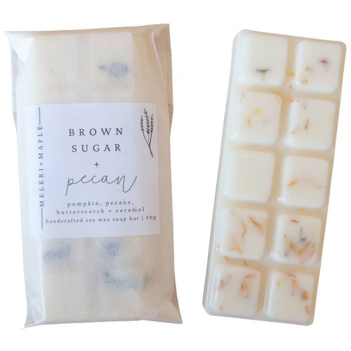 Pecan Brown Sugar Scented Snap Bar Wax Melt for wholesale by Meleri and Maple Co