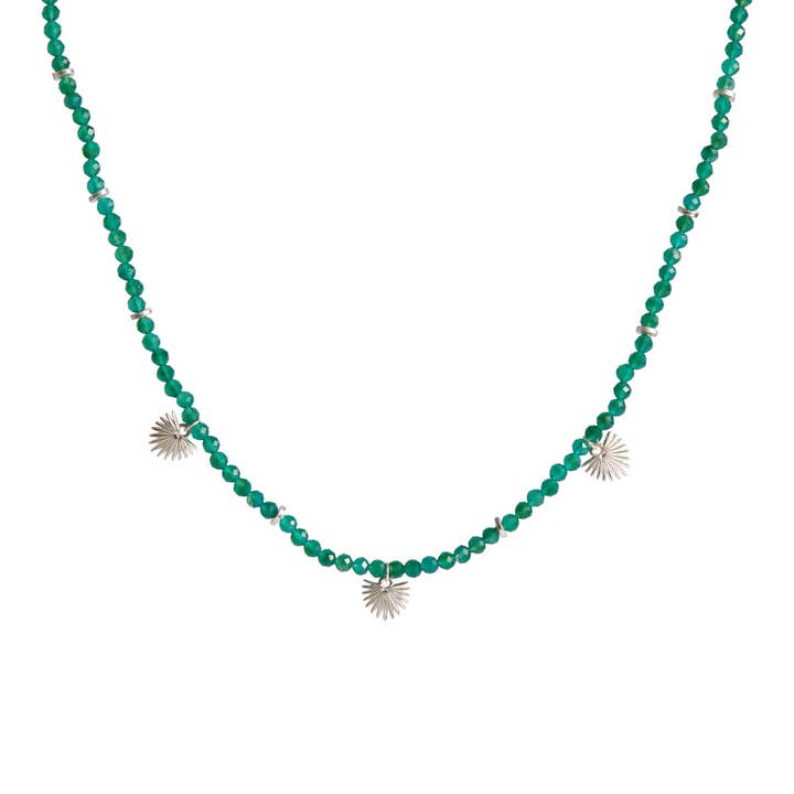 Collana Ishtar in argento con onice verde per la vendita all'ingrosso da parte di Rachel Entwistle Jewellery
