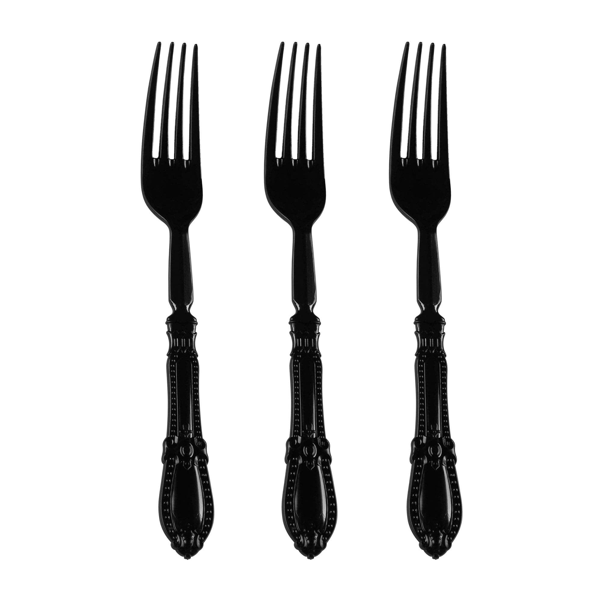 Smarty had a Party - Wholesale Disposable Tableware Pack - Black Baroque Disposable Plastic Dinner Forks - 20 pcs1
