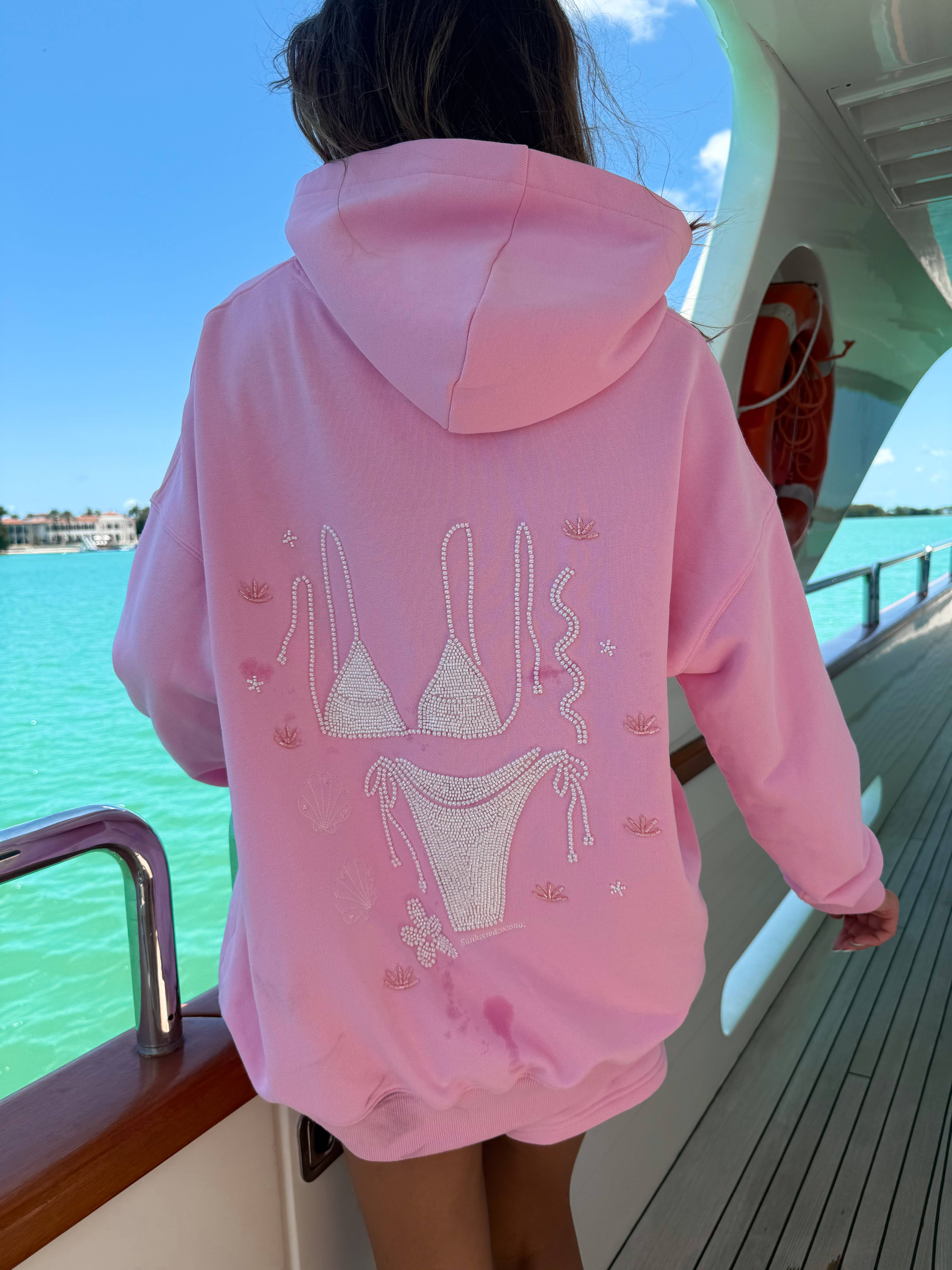 Lottie Pink Bikini Beaded Ocean Hoodie 100% Cotton for wholesale on Faire21