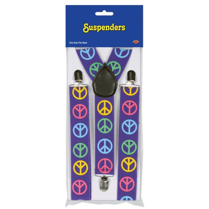 Peace Sign Suspenders for wholesale by Caufield's Novelty