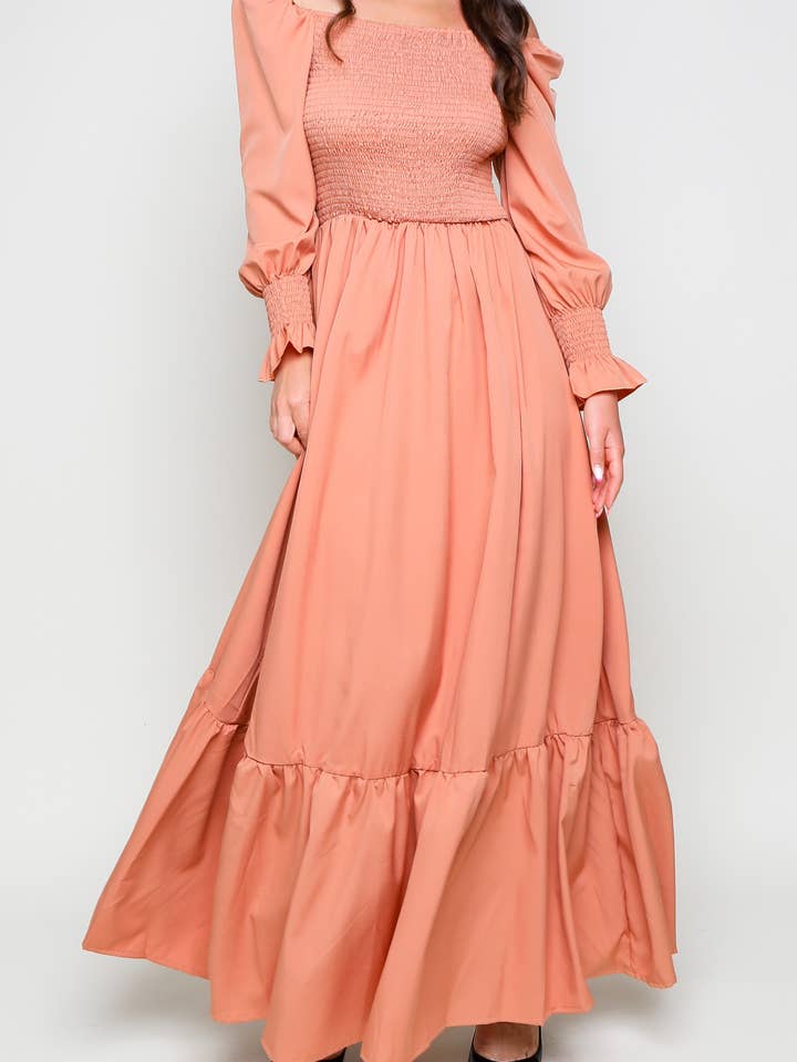 Flarix - Wholesale Dress - Women's - Smocked Square Neck Maxi Dress17