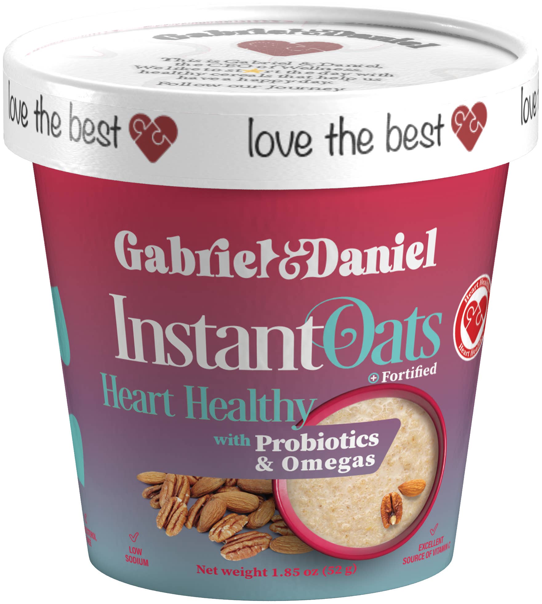 Gabriel & Daniel Wellness Oatmeals - Wholesale Oats - Organic SS Instant Oatmeal - Pecans & Almonds - 24 pack