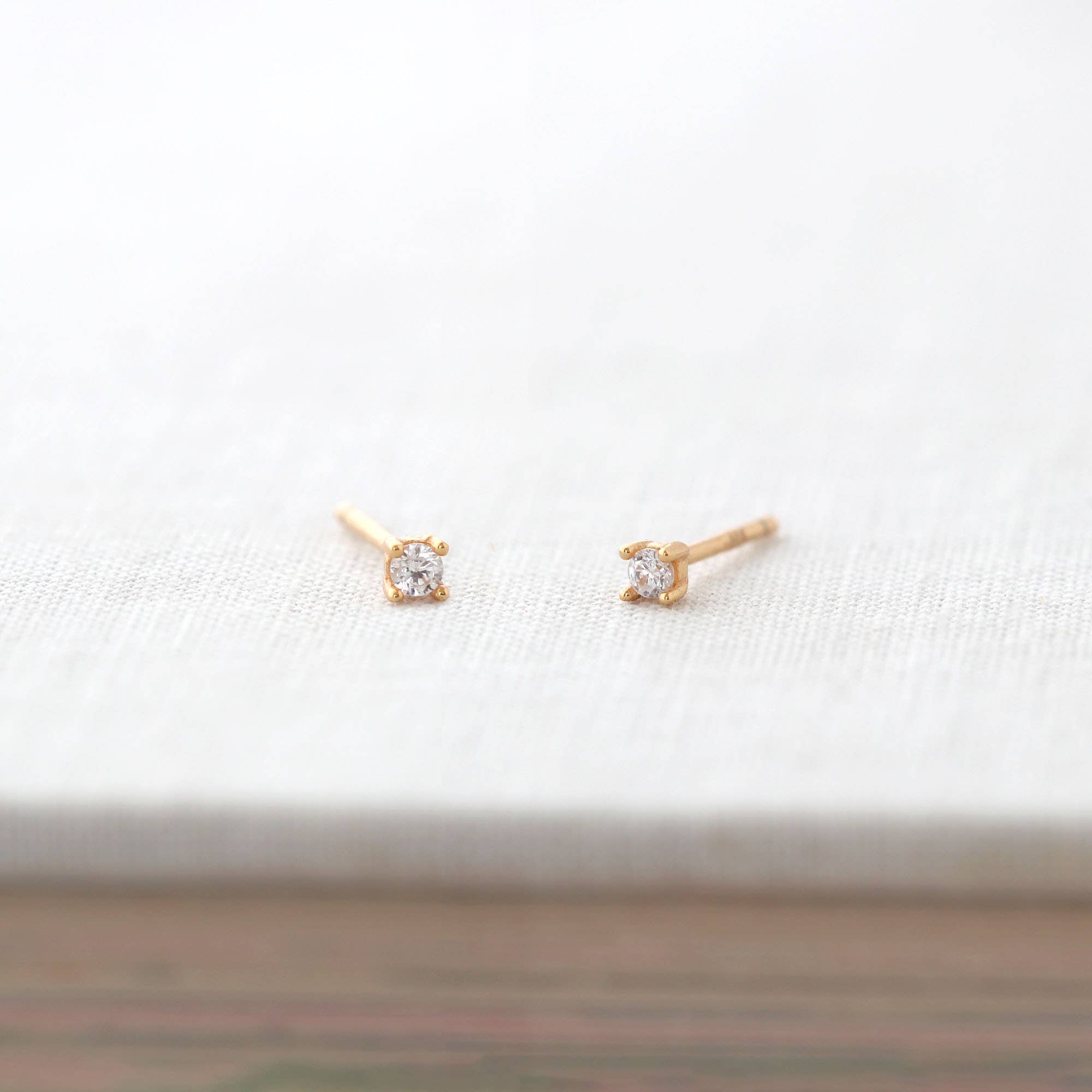 Kris Nations - Wholesale Stud/Post Earrings - Classic Crystal Prong Set Stud Earrings 18K Gold Vermeil | Sterling Silver CZ Crystal Nickel Free Hypoallergenic Ships from CA4