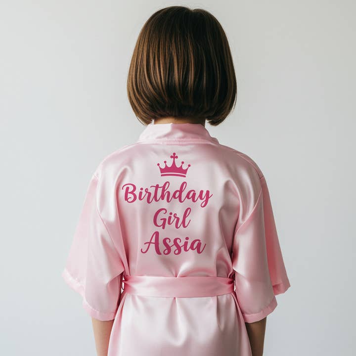 Customized Kids Wedding Flower Design Satin Robes for wholesale by The Blissful