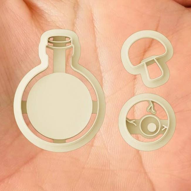 Bottle with items Polymer clay Cutter Halloween cutter for wholesale by Roussell Prints and Demand LLC