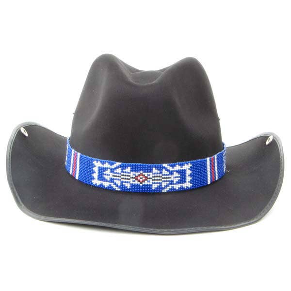 BEADS CORNER – Engroshandel Cowboyhat - Herre – Blå Hvid Rød Beaded Cowboy Hat Band Medicin mands Eye Perlearbejde