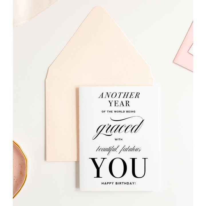 Kitty Meow Boutique - Wholesale Birthday Card - Another Year Graced, Sentimental Birthday Greeting Card Her2