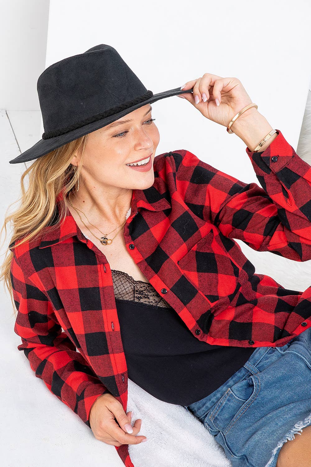 Sweet Lovely by Jen - Wholesale Button Down Shirt - Women's - SW148 PLAD SHIRT20