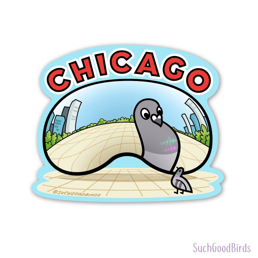 Such Good Birds - Wholesale Sticker - Chicago Bean - 3" Waterproof Vinyl Stickers Pigeon Souvenir3