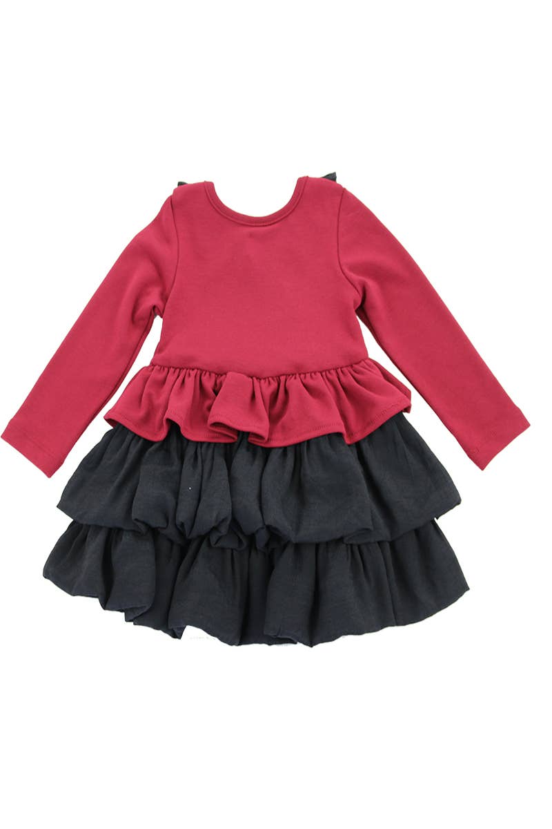 SISSYMINI - Vendita all'ingrosso Vestito - Bambini - Abito a maniche lunghe con volant a peplo per bambine e bambine | LV3615