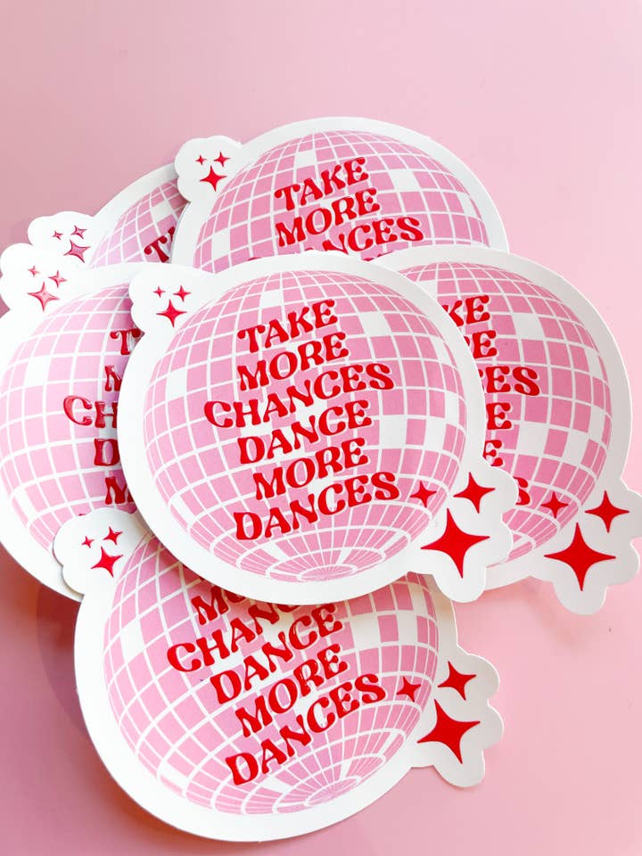 Take Chances Disco Ball Sticker for wholesale by Rock Paper Scissors