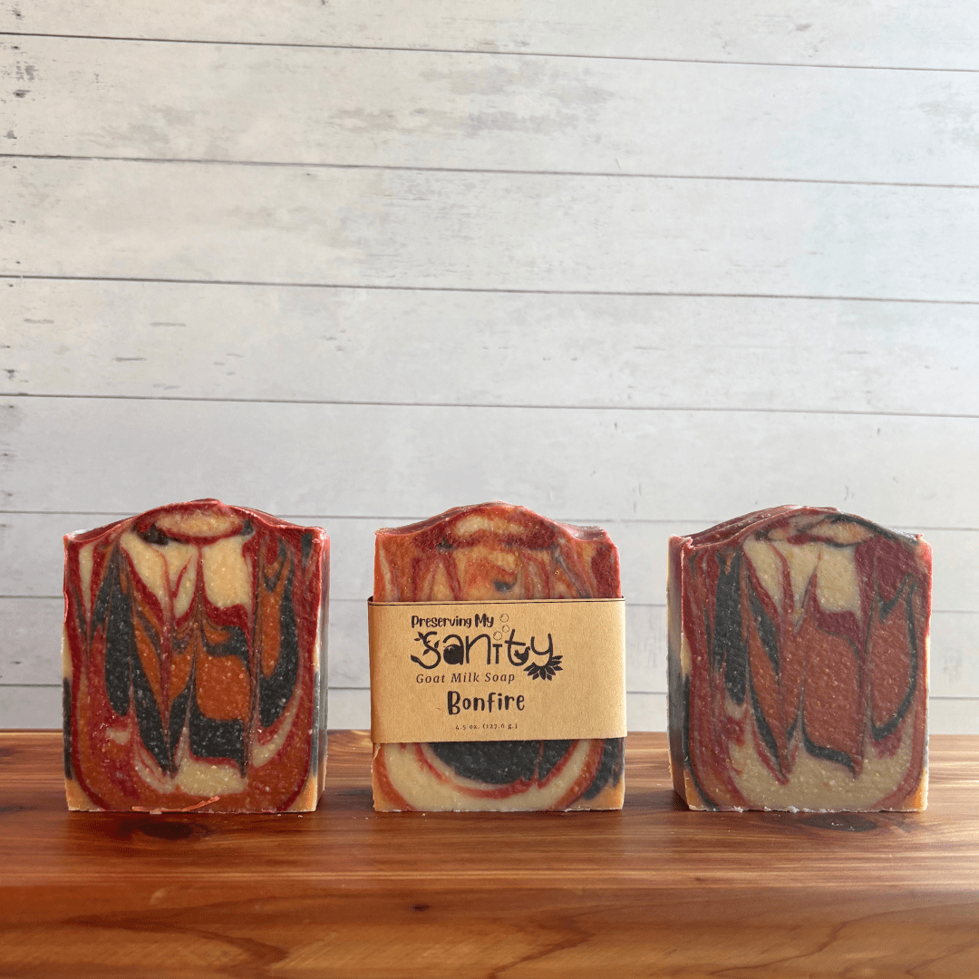 Preserving My Sanity Goat Milk Soap - Wholesale Bar Soap - Bonfire Swirl Goat Milk Soap | Bestsellers Soap Collection1