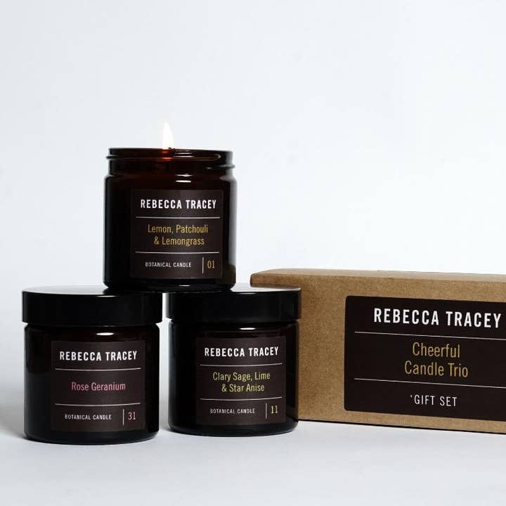Juego de regalo de trío de velas alegres para venta al por mayor de Rebecca Tracey
