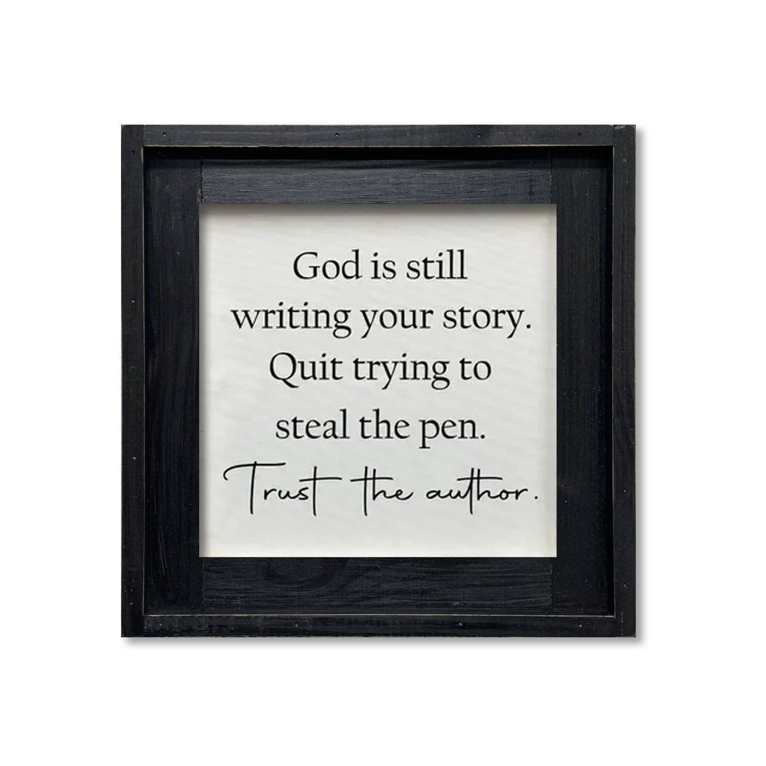 Jarmz Designs - Wholesale Bord/bordje - INGELIJST CANVAS GOD SCHRIJFT NOG STEEDS1