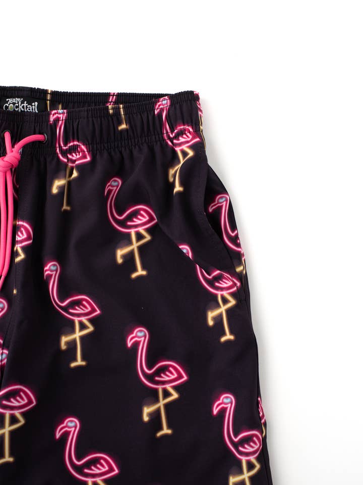 Team Cocktail - Wholesale Swim Shorts - Men's - Neon Flamingos Hybrid Swim Shorts1
