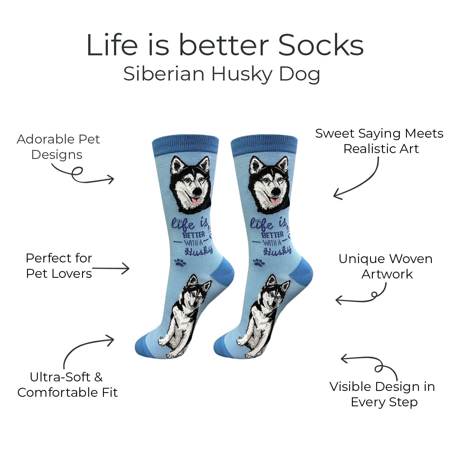 E&S Pets - Venta al por mayor Calcetines - Unisex - Calcetines redondos para perros husky siberianos, divertidos y novedosos, unisex1