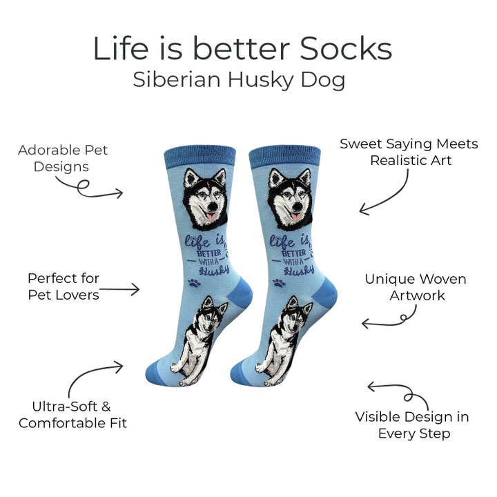 E&S Pets – wholesale Socks – Unisex – Siberian Husky Dog Socks - Fun Novelty Crew Socks - Unisex1