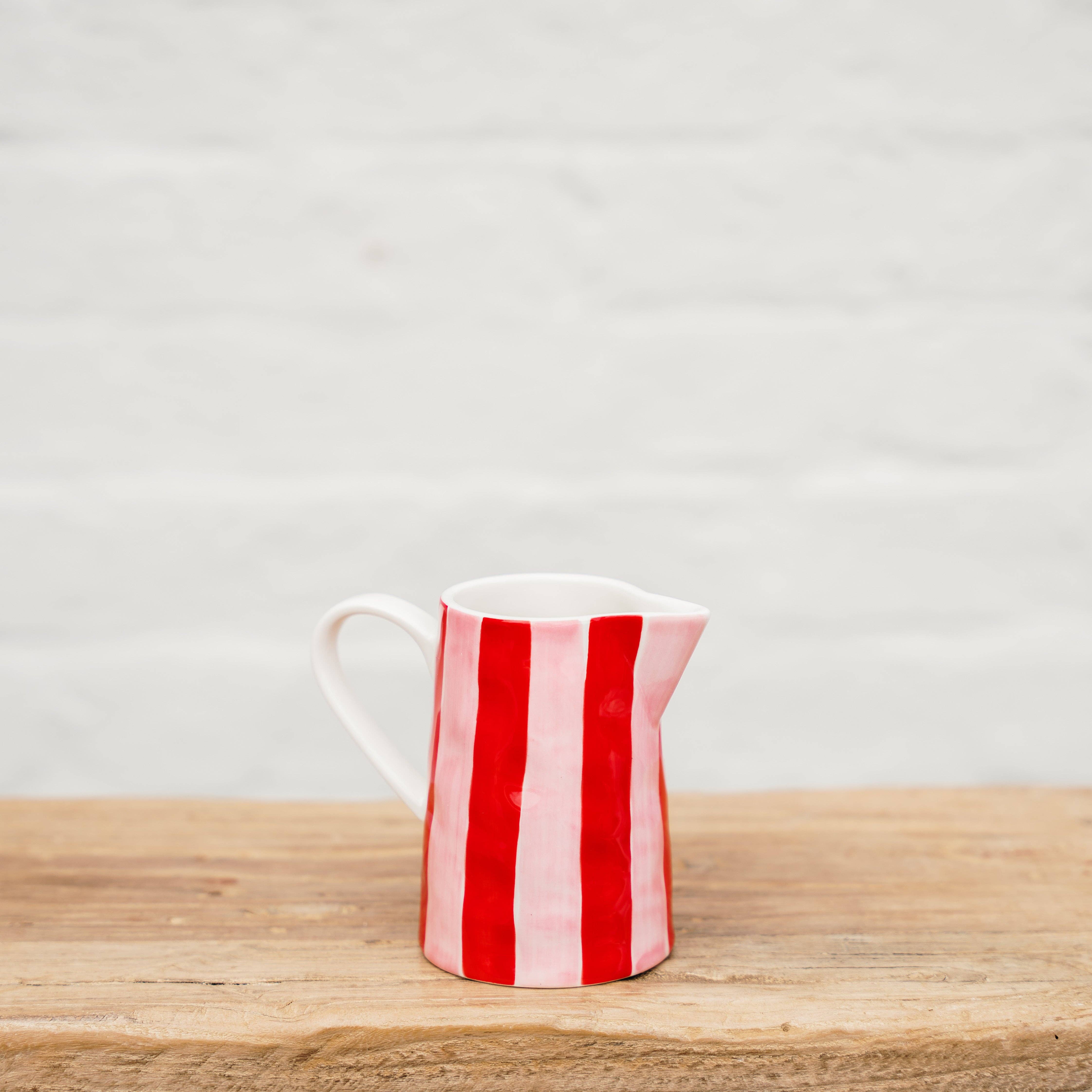 Noss and Co - Wholesale Jug - Milk Jug - Pink & Red Stripes1