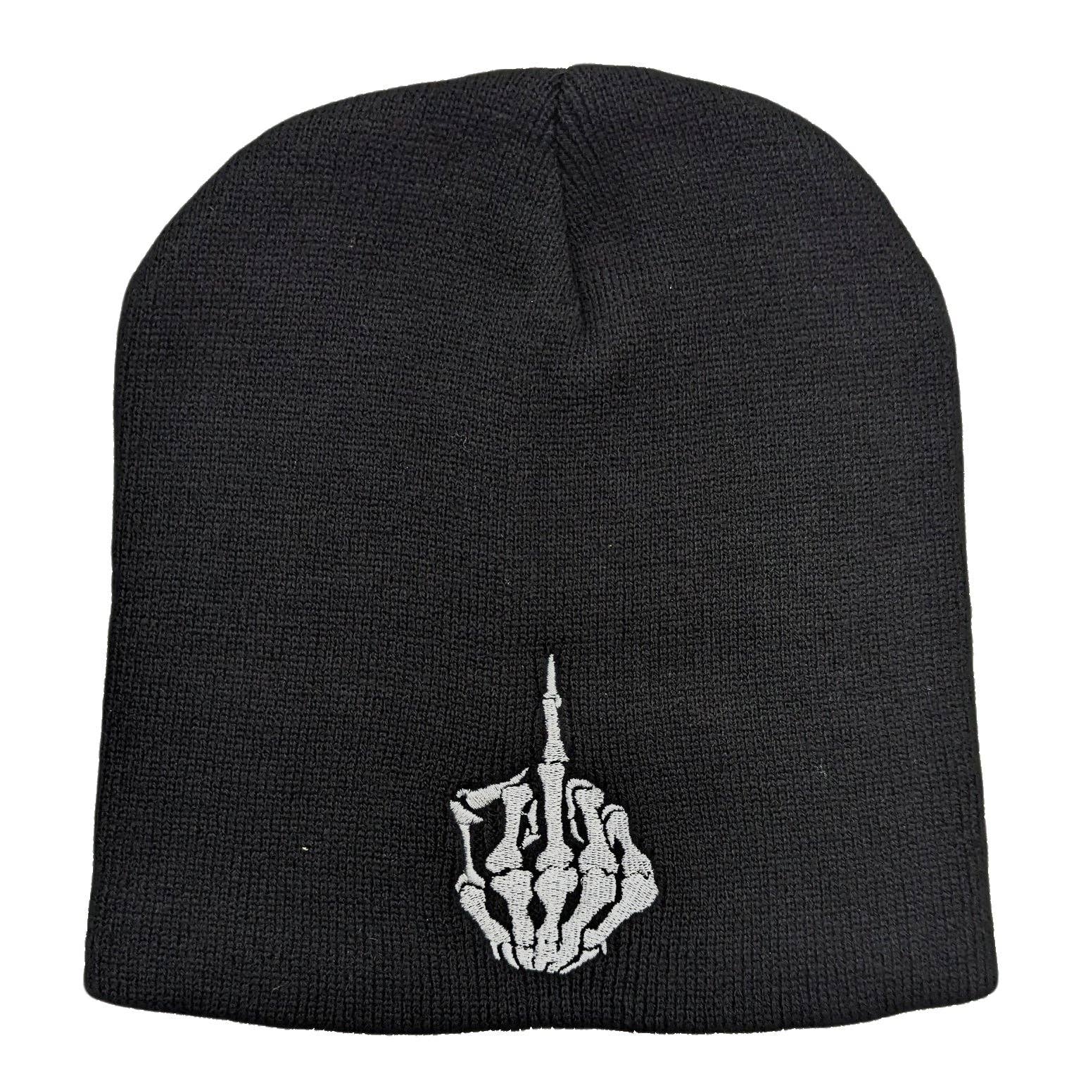 Shady Front - Wholesale Beanie - Unisex - Skeleton Middle Finger Beanie0