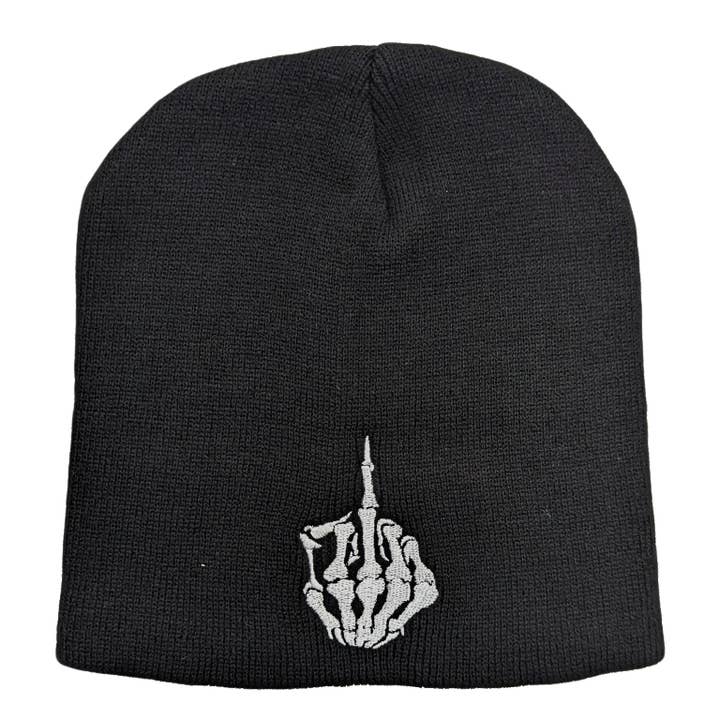 Shady Front - Wholesale Beanie - Unisex - Skeleton Middle Finger Beanie