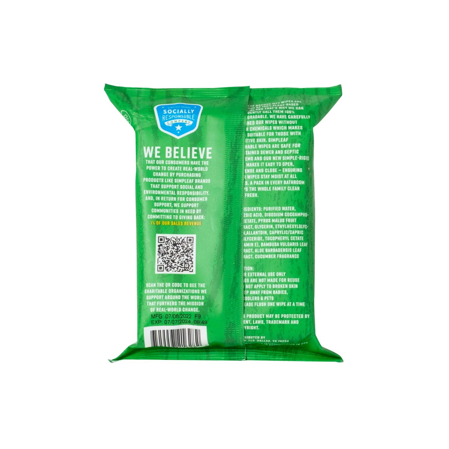 Simpleaf Brands - Wholesale Face & Body Wipes - Flushable Wipes, 25 Count26