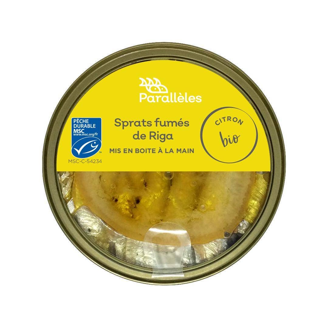 Conserves Parallèles - Wholesale Tinned Fish - Riga MSC Smoked Sprats, Organic Rapeseed Oil and Lemon
