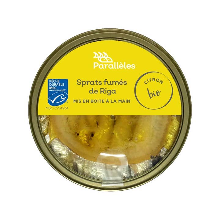 Riga MSC Smoked Sprats, Organic Rapeseed Oil and Lemon for wholesale by Conserves Parallèles