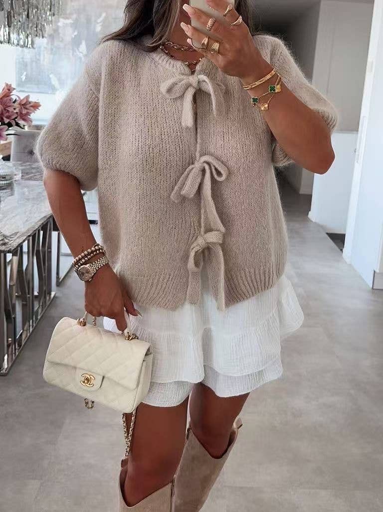 ESTEE BROWN - Vendita all'ingrosso Maglione tricot - Donna - Cardigan lavorato a maglia a maniche corte - 94042