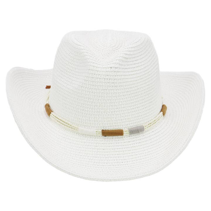 Cap Zone - Wholesale Straw Hat - Women's - Coastal Stitch Braided Belt Paper Straw Cowboy Hat9