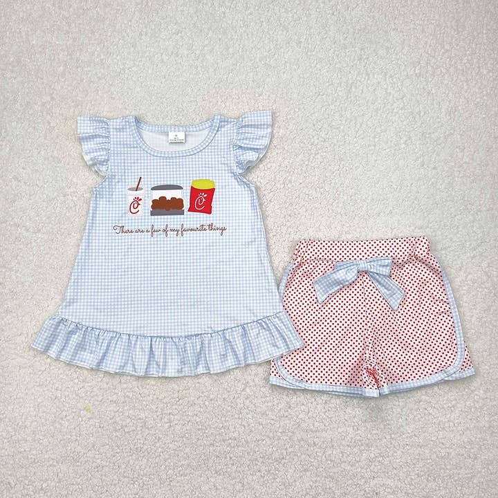 Aier Wholesale - Wholesale Top & Short Set - Kids - Baby Girls Favorite Thing Tunic Bow Shorts Clothes Sets