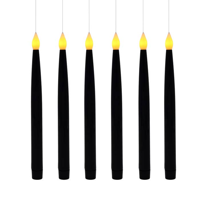 LumaBase - Wholesale Flameless Candle - Battery Operated Hanging Black Taper Candles - Set of 61