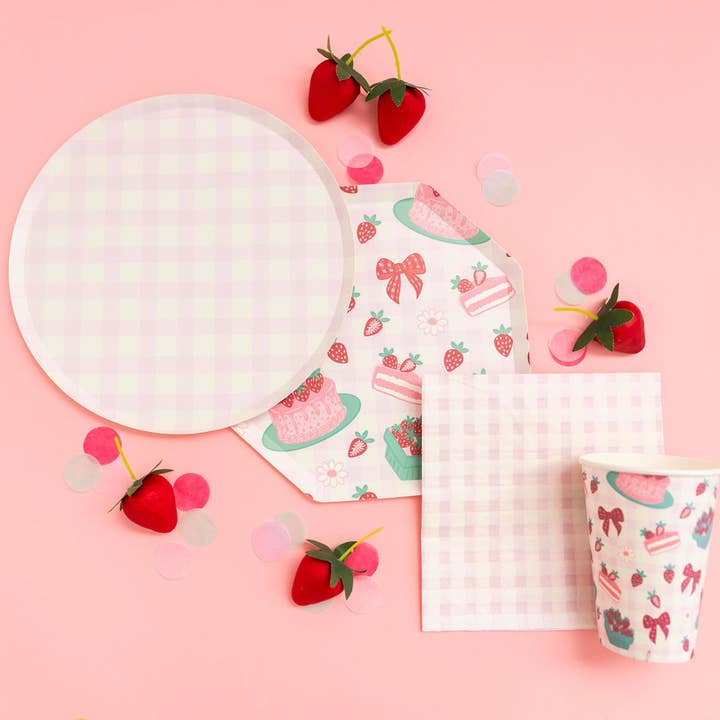 Festive Fun Co. - Wholesale Disposable Plate - Pink Gingham Plate4