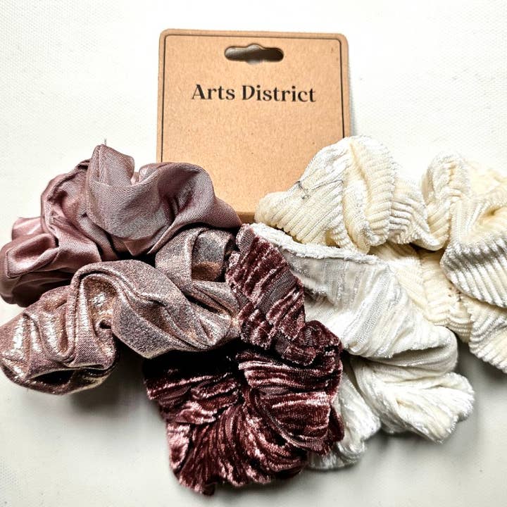 5-Pack Textured Scrunchies Set for wholesale by Crover