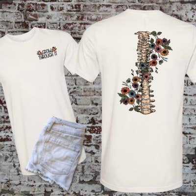 Grow Through It T-shirt Front & Back Design for wholesale by Serendipity Tees