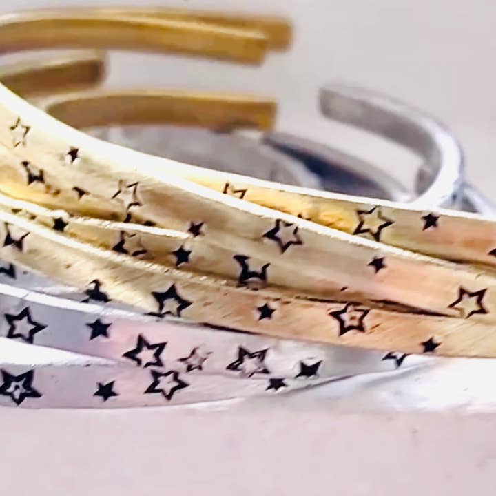 handstamped star dainty cuff bracelet for wholesale by BadAss Baubles and Things