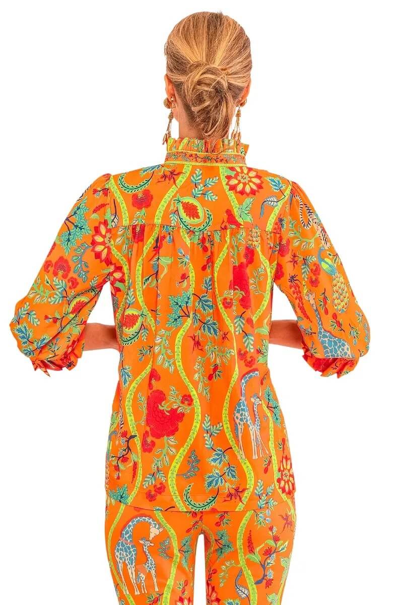 Gretchen Scott LLC - Wholesale Tunic - Women's - Ruffleneck Tunic - Jungle Symphony16